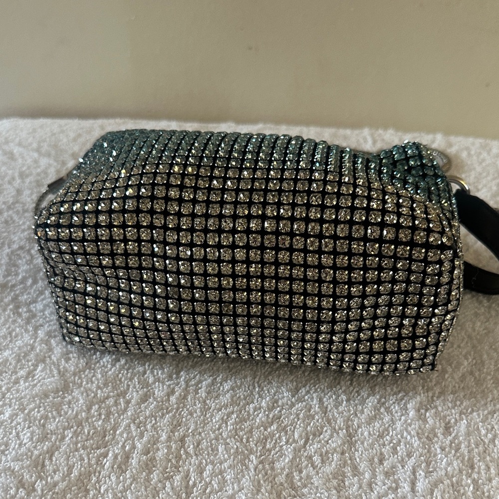 Embellished Teal Crystal Mini Shoulder Bag - Picture 5 of 7